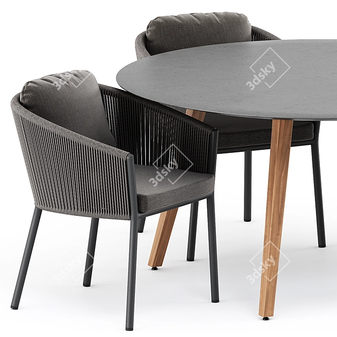 Contemporary OMER Armchair & Link Round Dining Table 3D model image 3