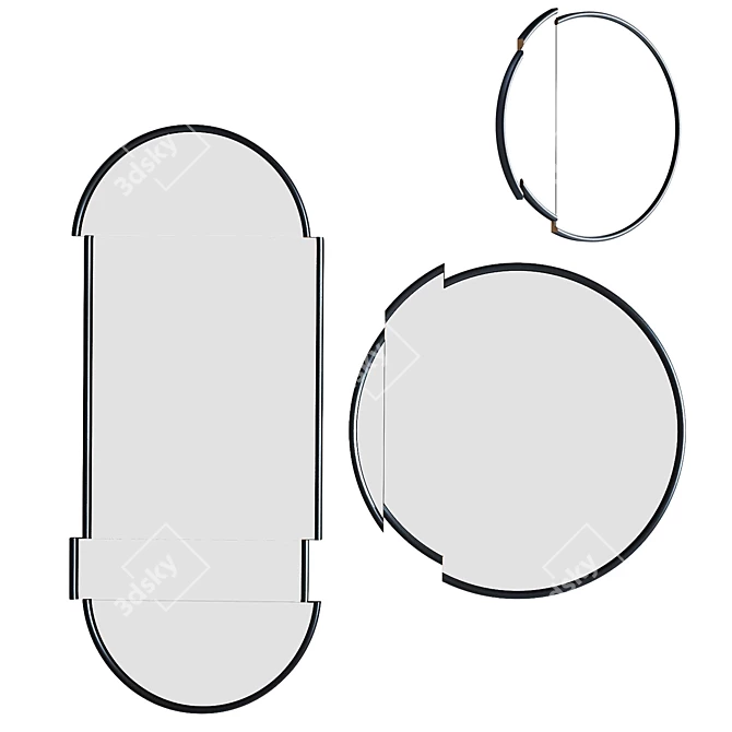 Split Oak Mirror, Black Lacquer Finish 3D model image 1