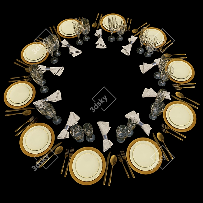 Elegant Table Setting: Complete and Stylish 3D model image 1