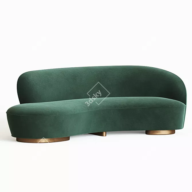 Compact Vladimir Kagan Sofa with Arm 3D model image 3