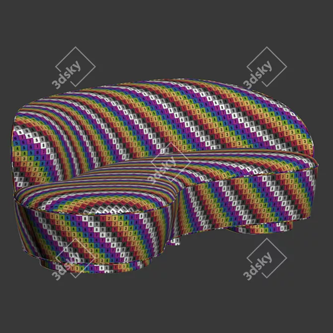 Compact Vladimir Kagan Sofa with Arm 3D model image 5