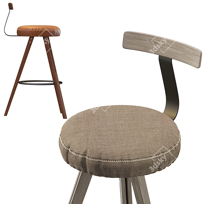 Sleek Endo Bar Stool: Modern Elegance 3D model image 3