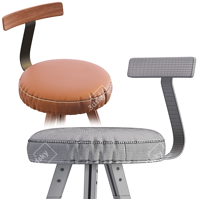 Sleek Endo Bar Stool: Modern Elegance 3D model image 5