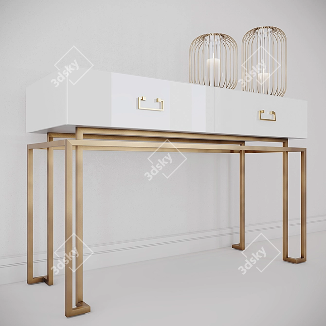 Garda Decor White Glass Console 3D model image 1