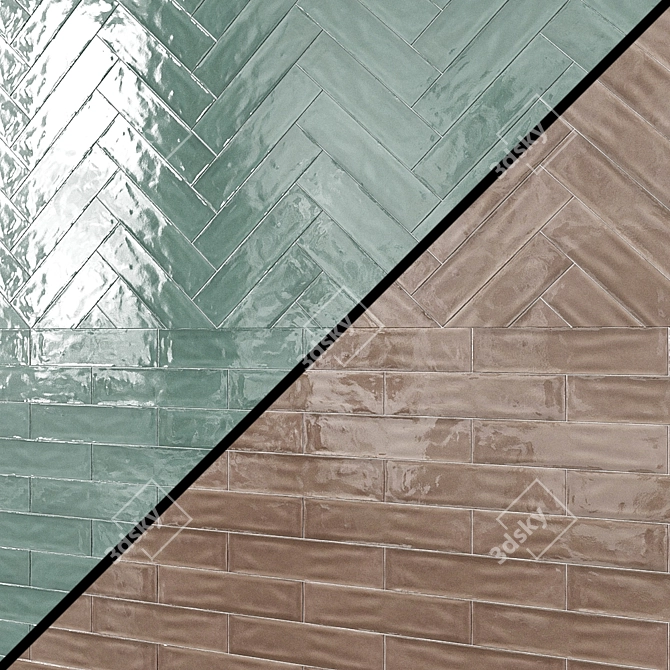 Vibrant 3x12 Ceramic Subway Tiles 3D model image 2