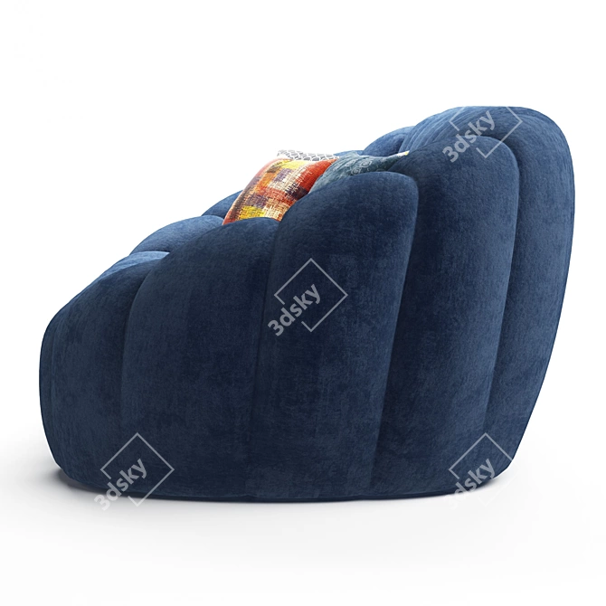 Sleek Perspective 3-Seater Sofa 3D model image 2