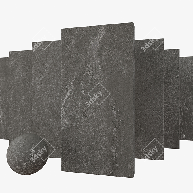 Stylish Black Stone Tile Set 3D model image 1