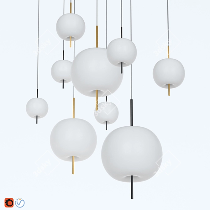 Elegant Kushi Ceiling Lamp 3D model image 1