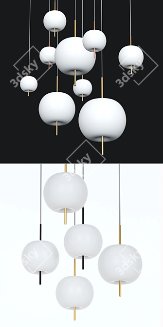 Elegant Kushi Ceiling Lamp 3D model image 2