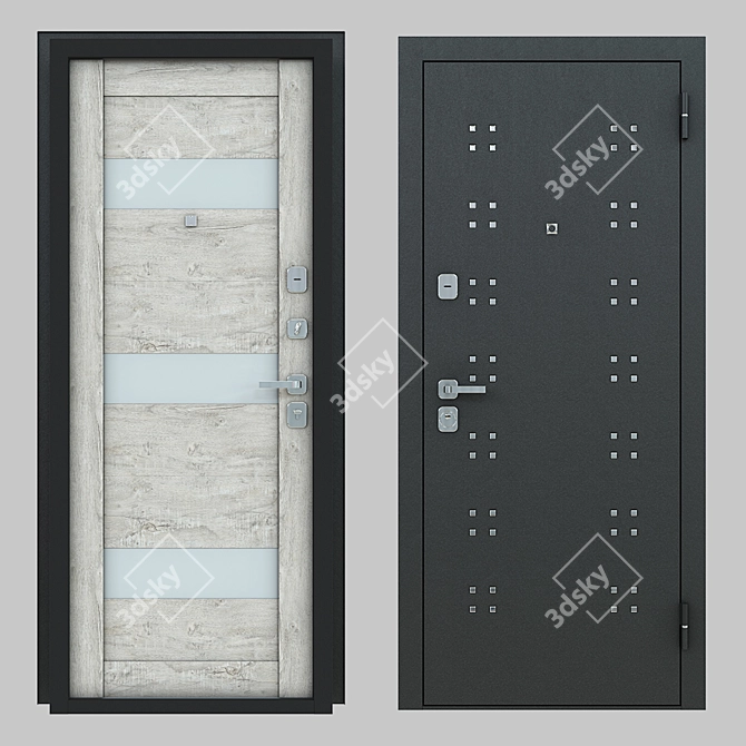 Elegant Fortezza Entry Doors 3D model image 1