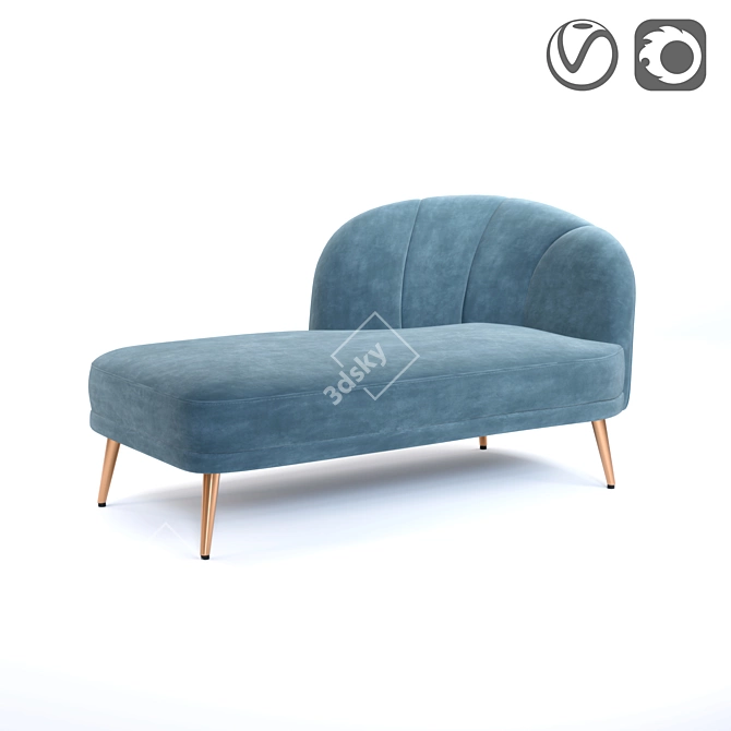 Velvet Daybed, LEONE 3D model image 1