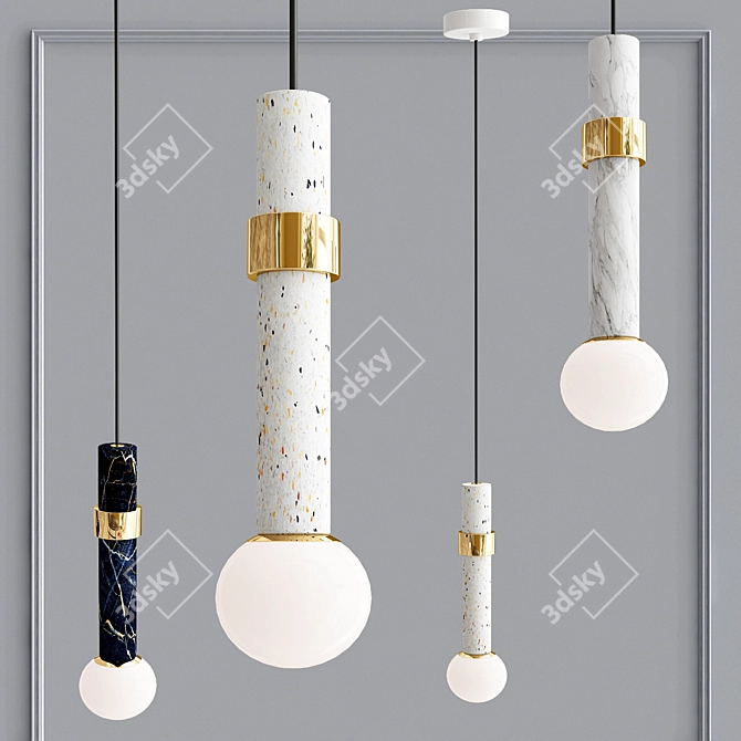 Elegant Marble Pendant Lights 3D model image 2