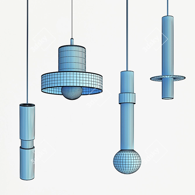 Elegant Marble Pendant Lights 3D model image 5