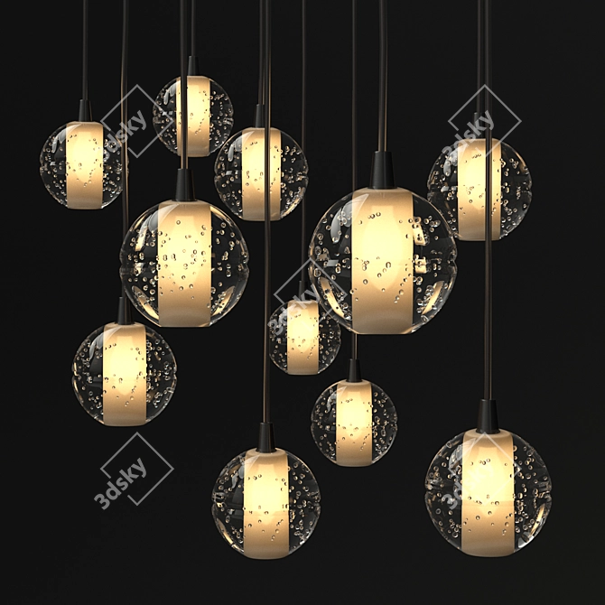 Eleven Glass Ball Suspension Chandelier 3D model image 1