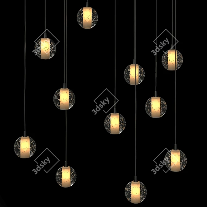 Eleven Glass Ball Suspension Chandelier 3D model image 3