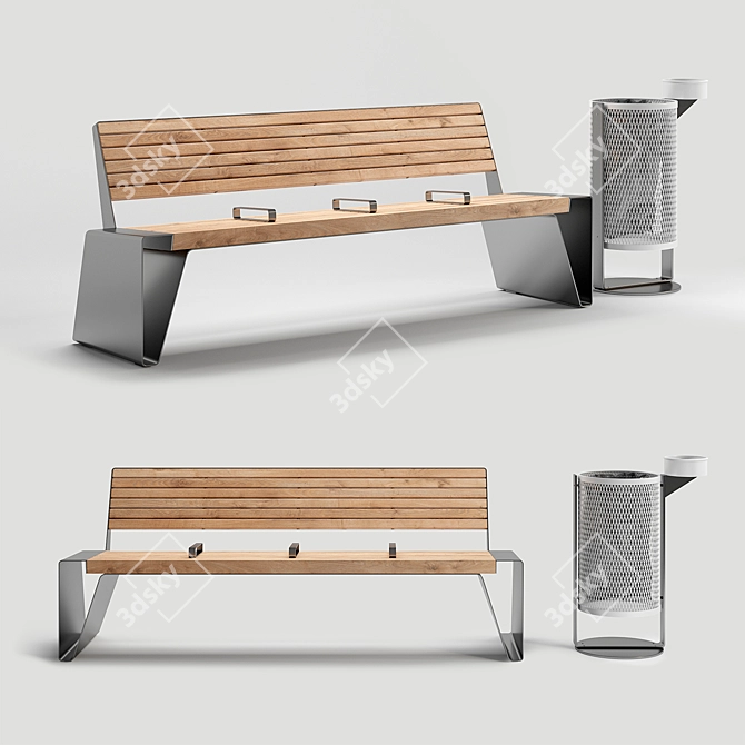 Modern Urban Furniture Set 3D model image 1