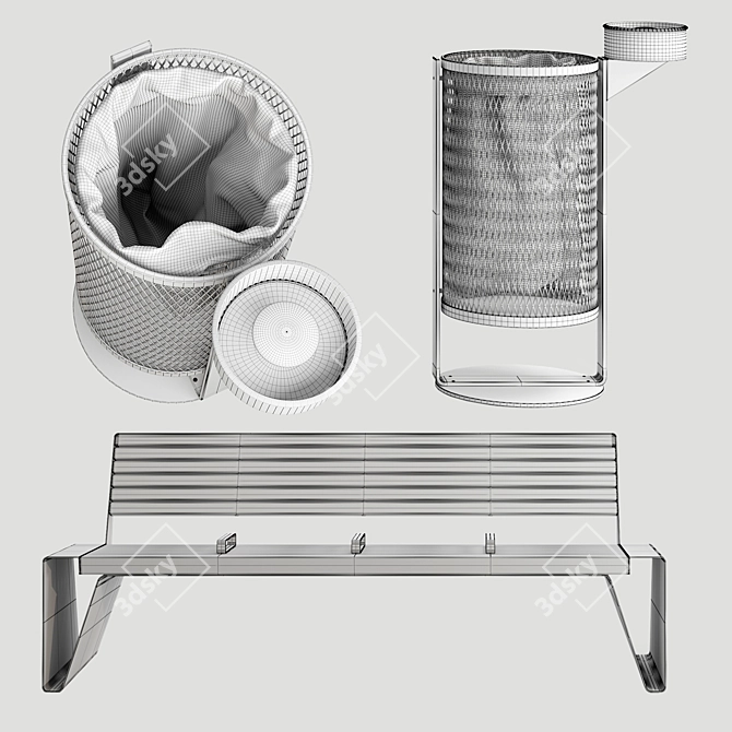 Modern Urban Furniture Set 3D model image 3