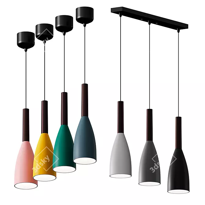 Nordic Chic Cone Pendant: Simple Elegance 3D model image 2