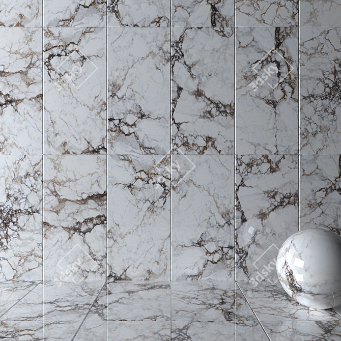 Breccia Marble Wall Tiles - Museum Collection 3D model image 2