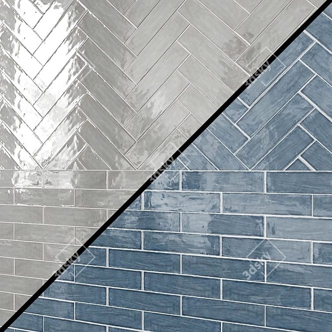B Train Indigo Gloss Crackle Ceramic Tile 3D model image 1