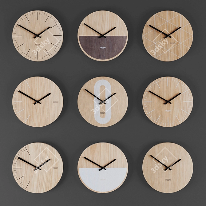 Modern Wall Clock Collection 3D model image 5