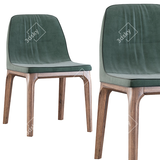 Modern Wood and Ecoleather Chair 3D model image 3