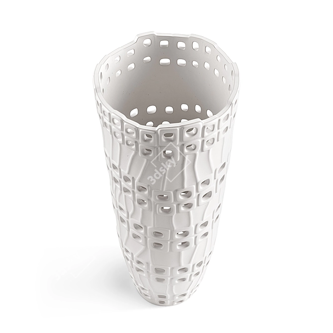 Elegant White Cal Vase 3D model image 3