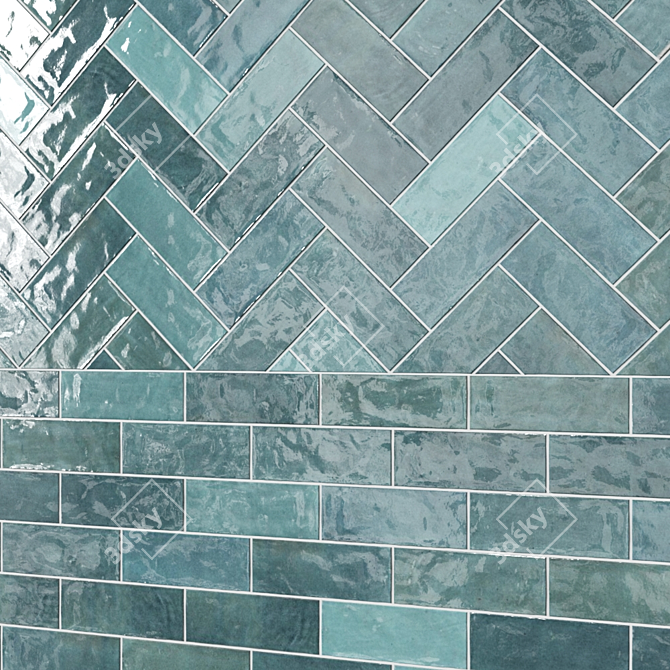 Portmore Glazed Ceramic Tile: Aqua Splash 3D model image 4