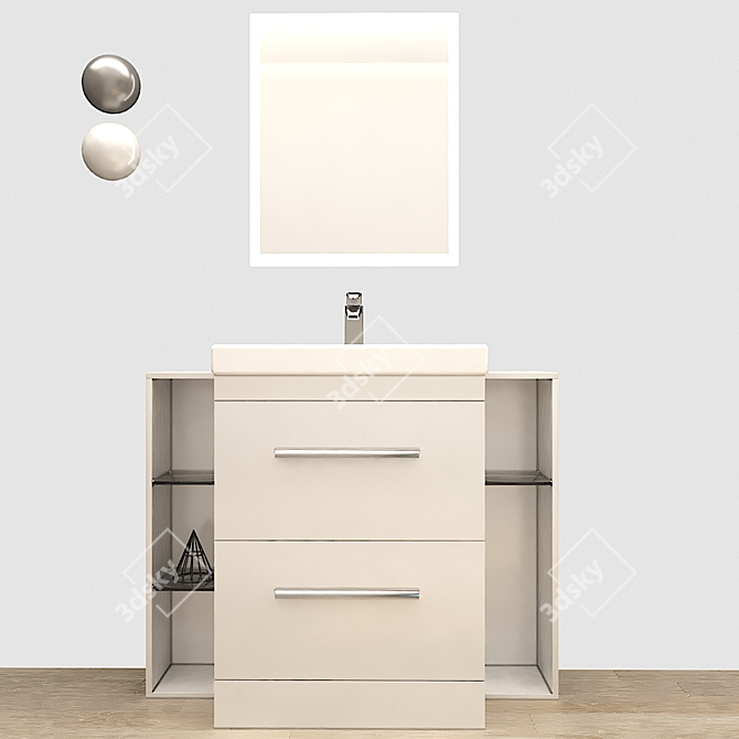 Patello 1600: Modern Bathroom Vanity 3D model image 5