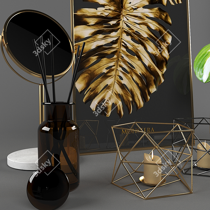 Decorative Set: Candle Holders, Mirror, Canvas, Flower Vase 3D model image 8