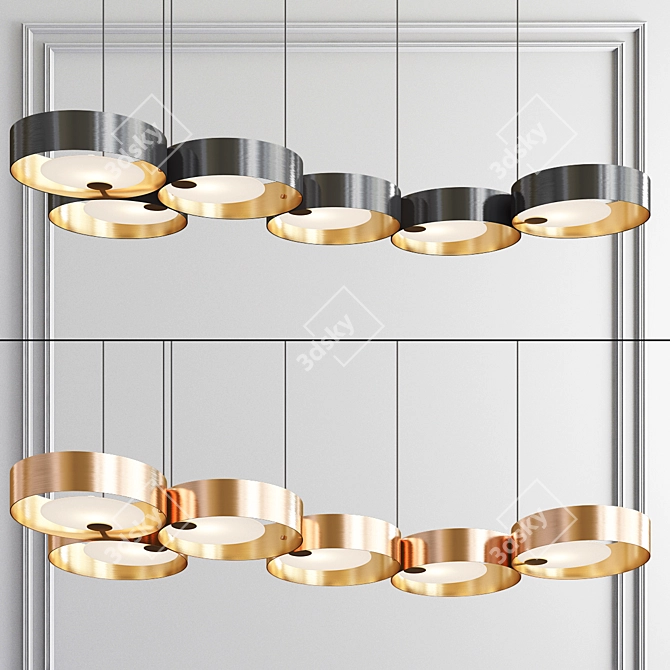 Sleek Nordic Brass Chandelier 3D model image 1
