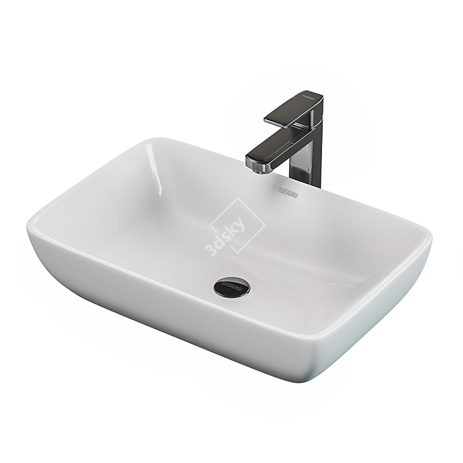 SSWW CL3155 Elegant White Bathroom Sink 3D model image 1