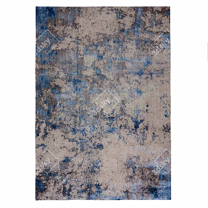 Elegant Blue Power Loomed Rug 3D model image 2