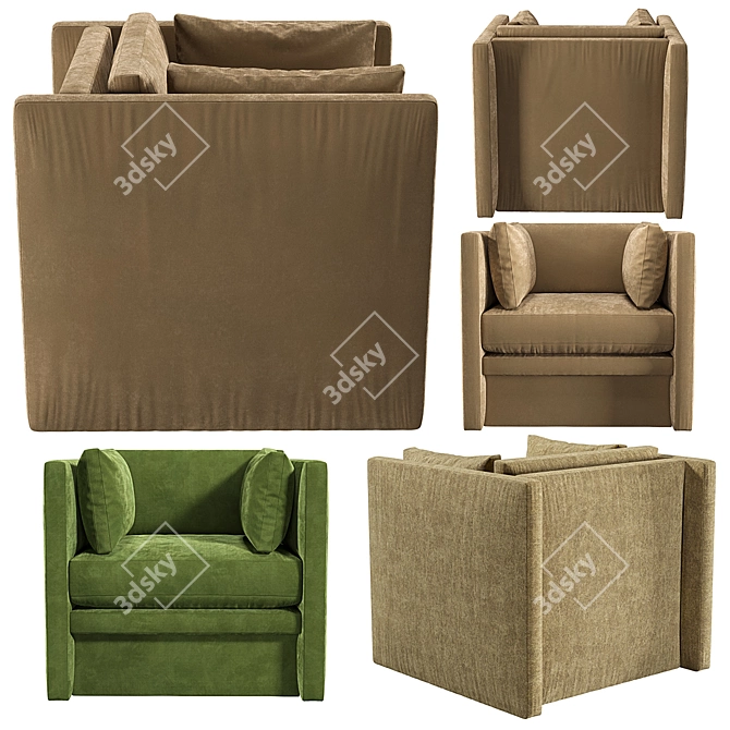Modern Upholstered Armchair 3D model image 4