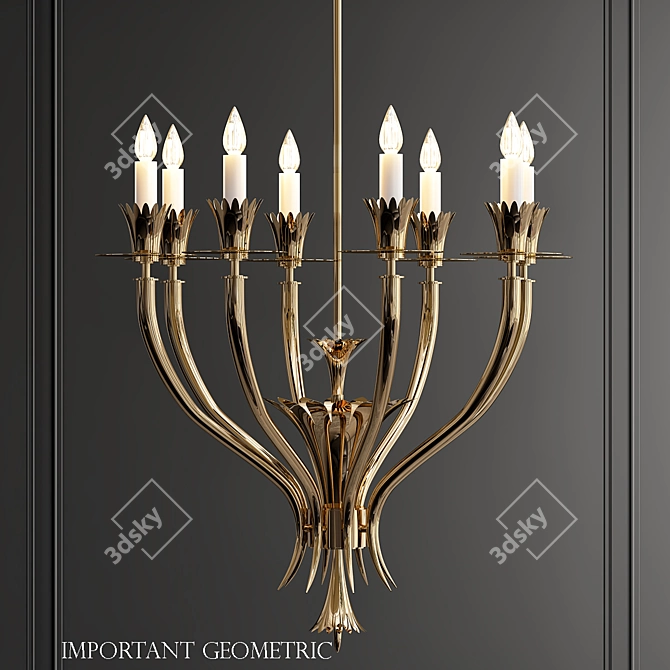 Vintage Gio Ponti Brass Chandelier 3D model image 1