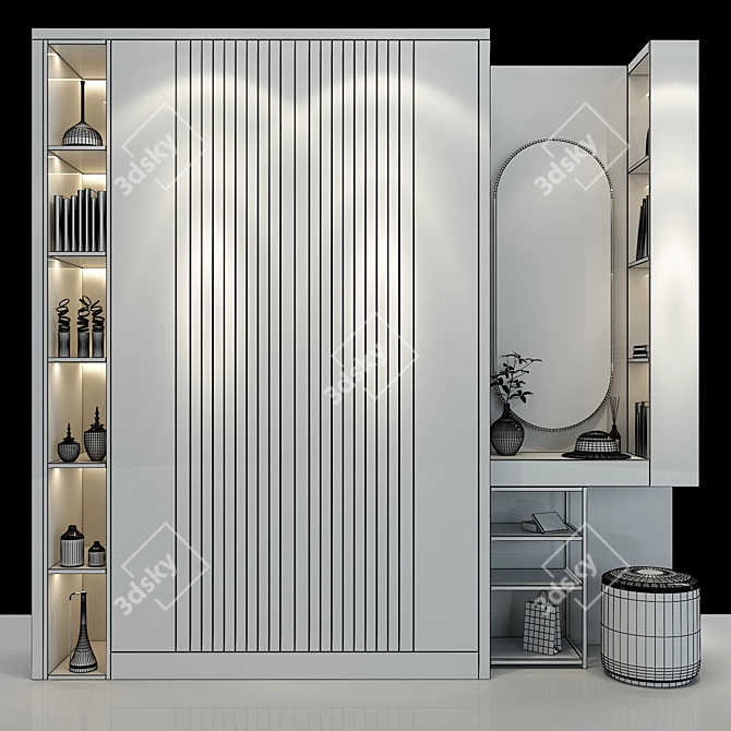 Modern Wood Cabinet 0180 3D model image 3