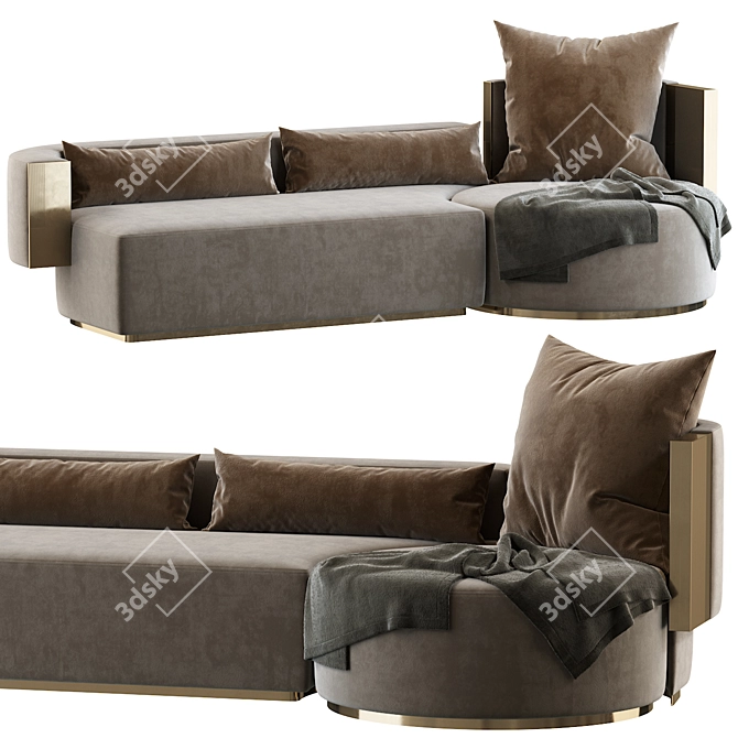 Luxurious Threesome Sofa by Rodolphe Parente 3D model image 1