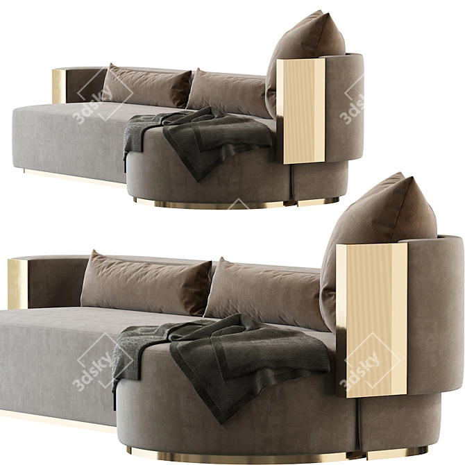 Luxurious Threesome Sofa by Rodolphe Parente 3D model image 2