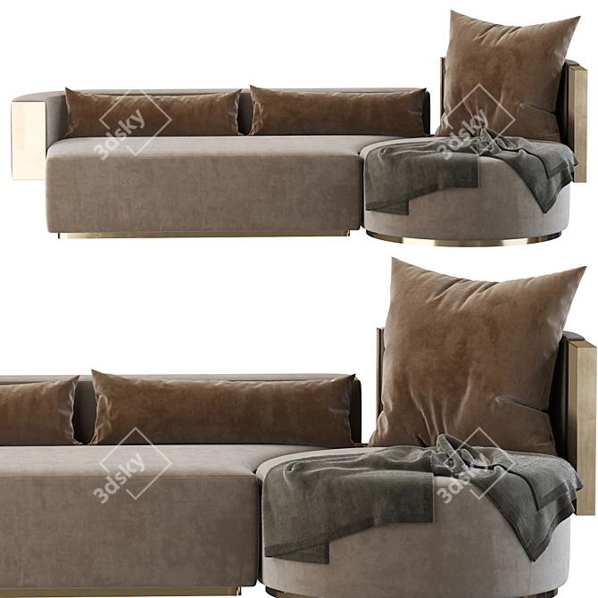 Luxurious Threesome Sofa by Rodolphe Parente 3D model image 3