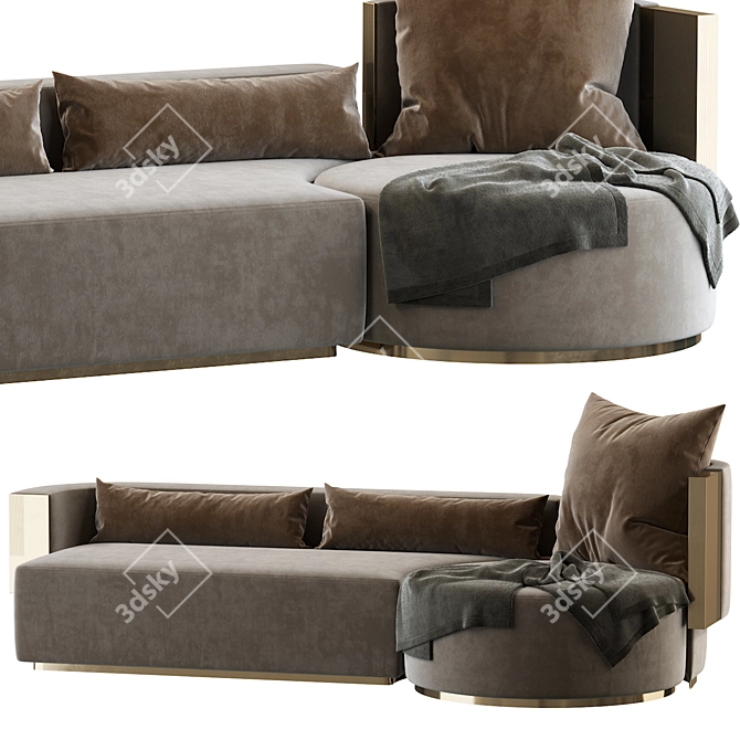 Luxurious Threesome Sofa by Rodolphe Parente 3D model image 4