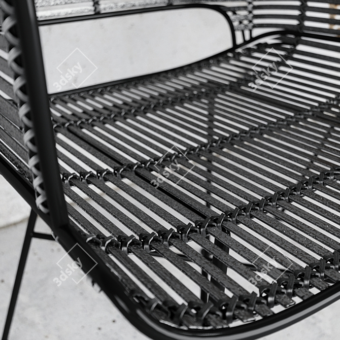 HKLiving Rattan Tub Chair - Natural+Black: Perfect Blend of Style and Comfort 3D model image 2