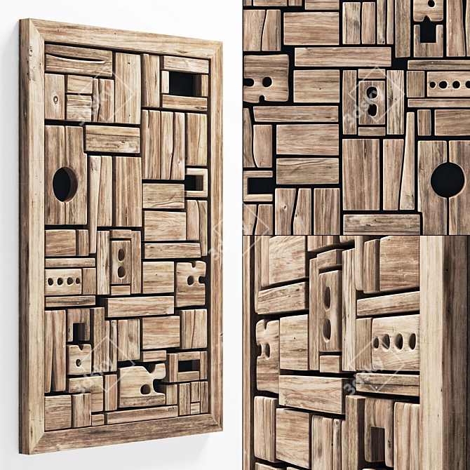 Smooth Edge Panel Wood Frame 3D model image 1