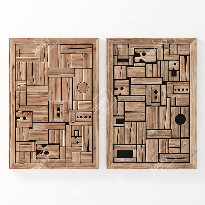 Smooth Edge Panel Wood Frame 3D model image 2