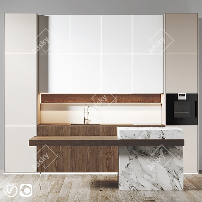 Modern Kitchen 3D Model 3D model image 1