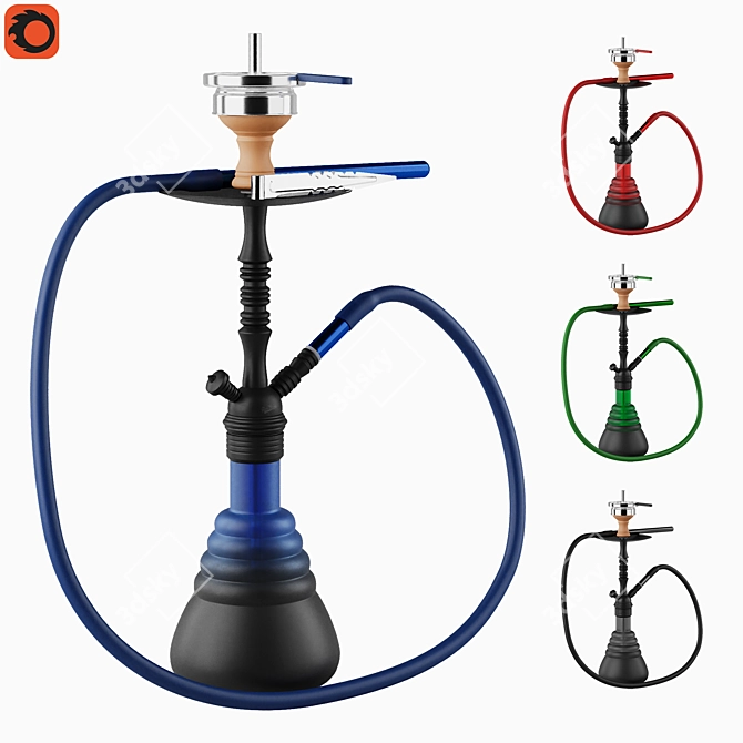 AMY 420 Hookah: Sleek, Colorful, and 4-Star Quality 3D model image 1