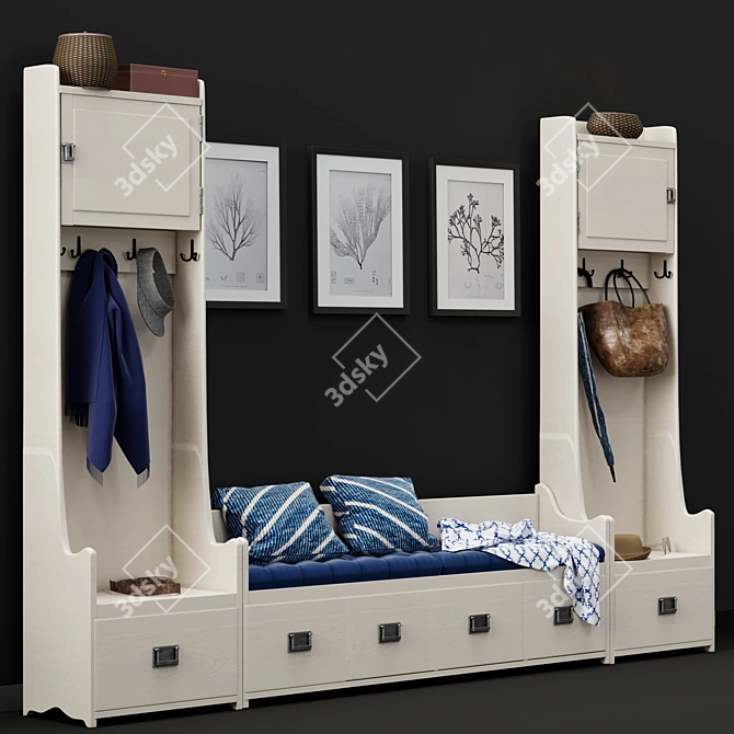 Wade Entryway Set: Stylish Storage Bench 3D model image 1