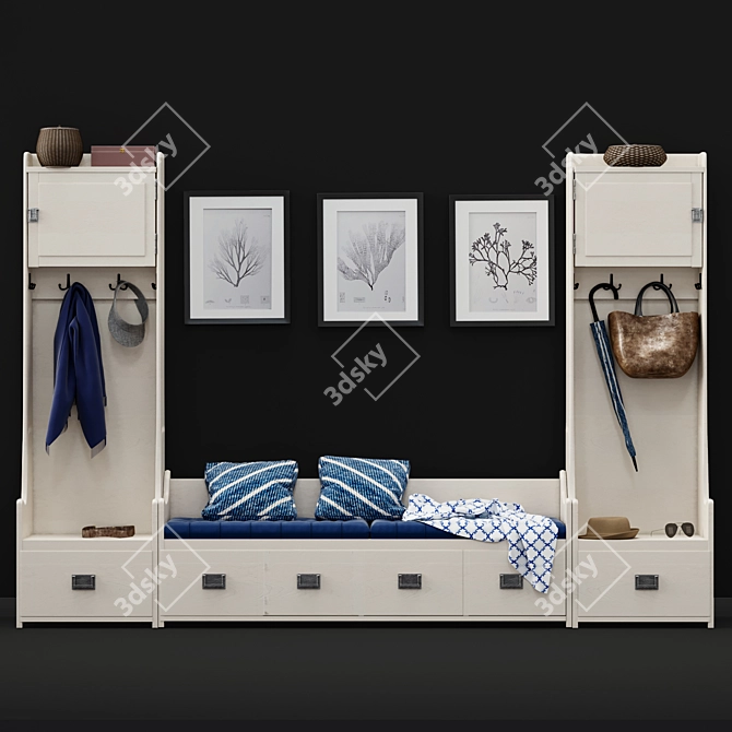Wade Entryway Set: Stylish Storage Bench 3D model image 2