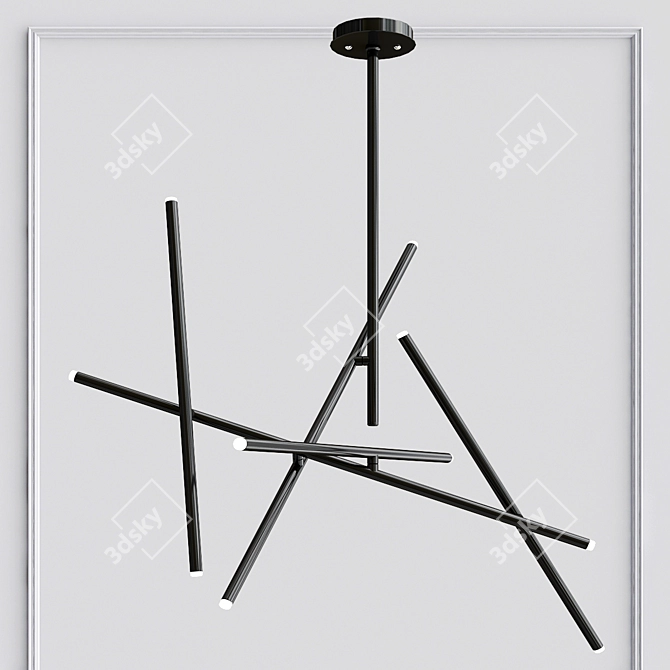 Minimalist LED Crossroads Chandelier 3D model image 2