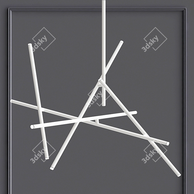 Minimalist LED Crossroads Chandelier 3D model image 3