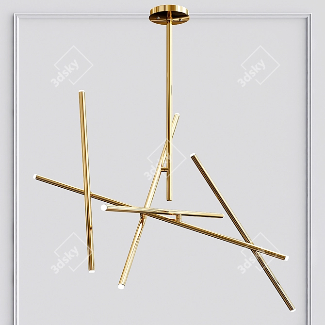 Minimalist LED Crossroads Chandelier 3D model image 4